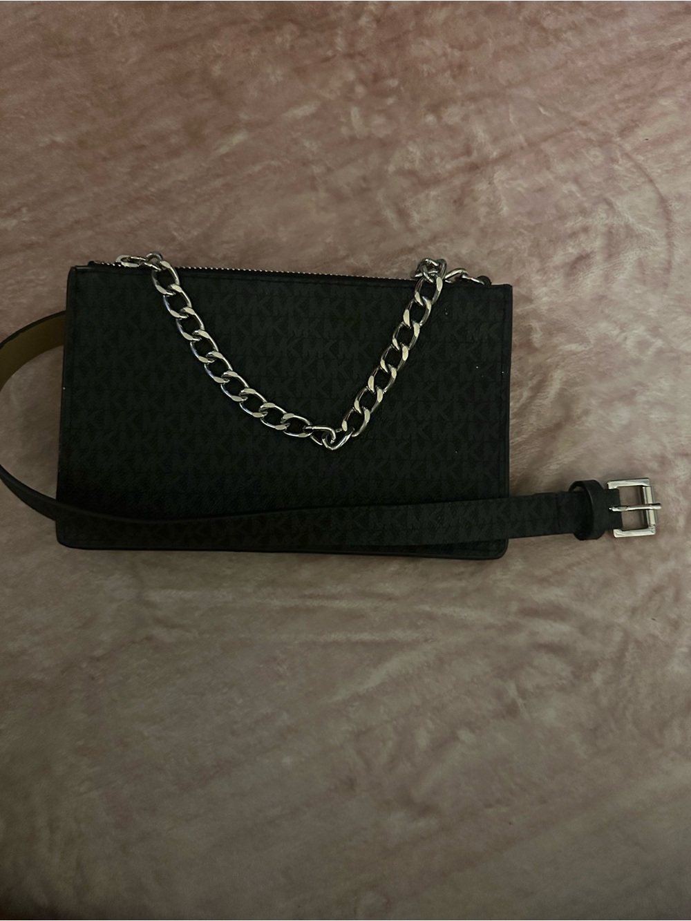 Michael Kors Black Monogram Chain Strap Crossbody